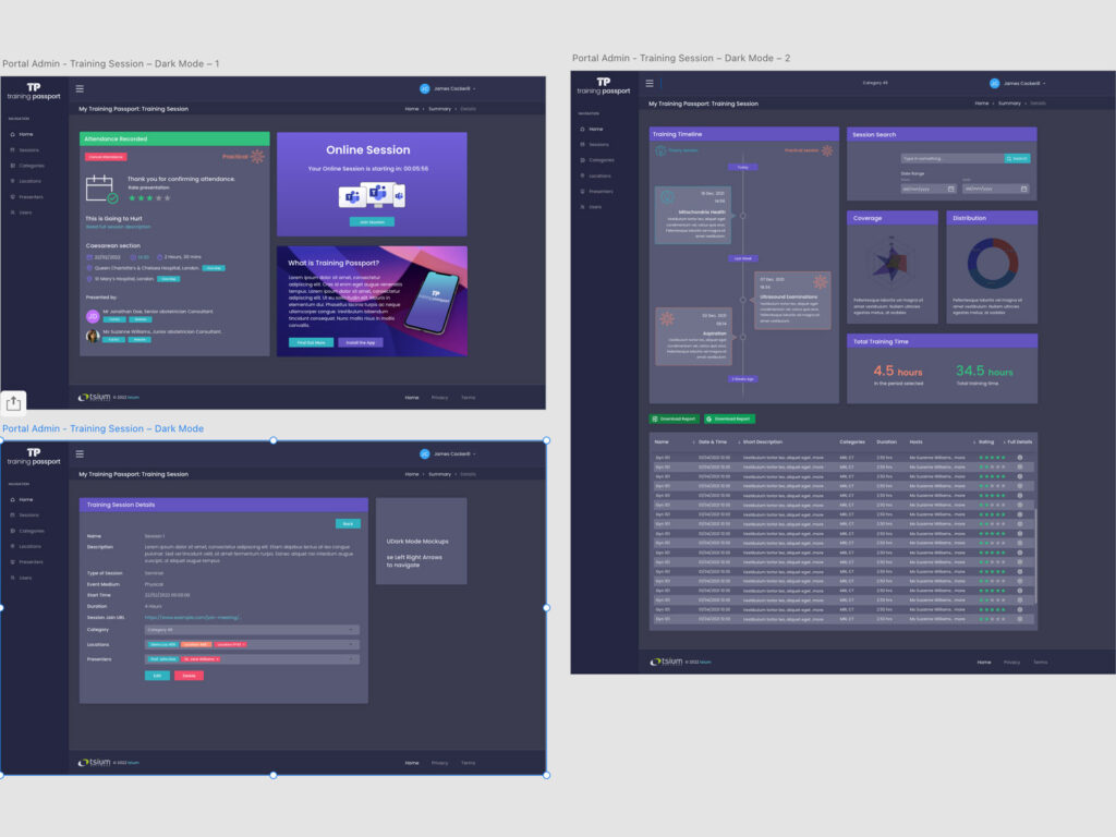 Training Passport app interface design