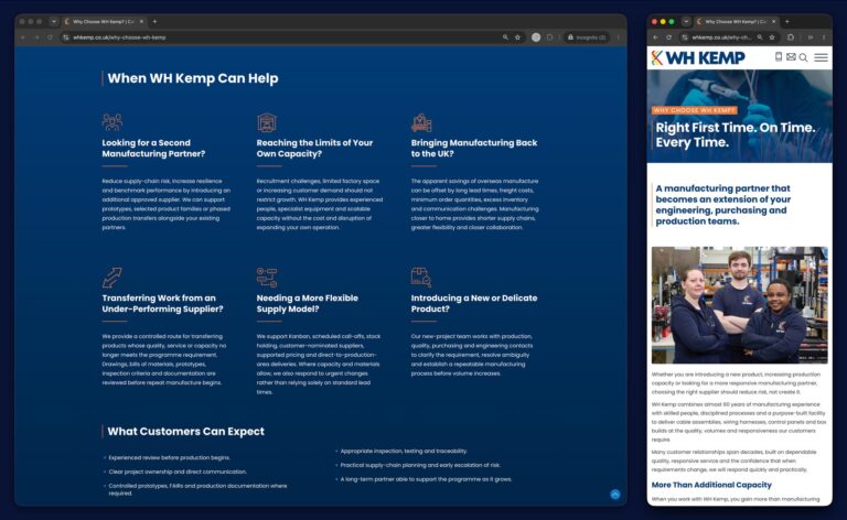 WH Kemp Electrics Website 2026