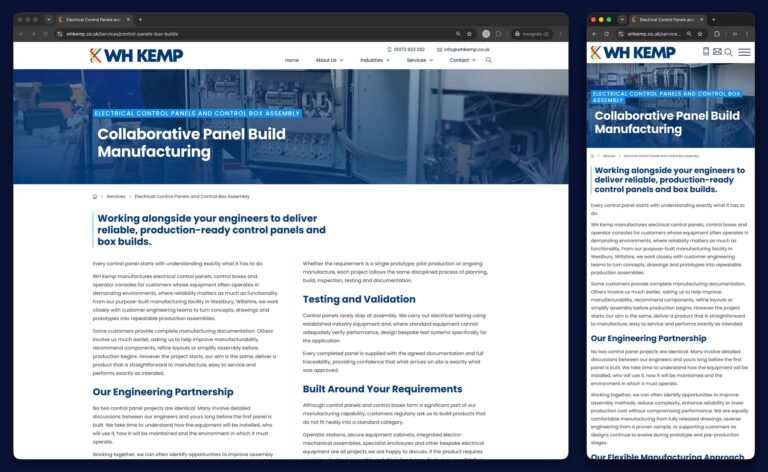 WH Kemp Electrics Website 2026